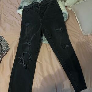 PacSun Black Distressed Straight Leg Jeans